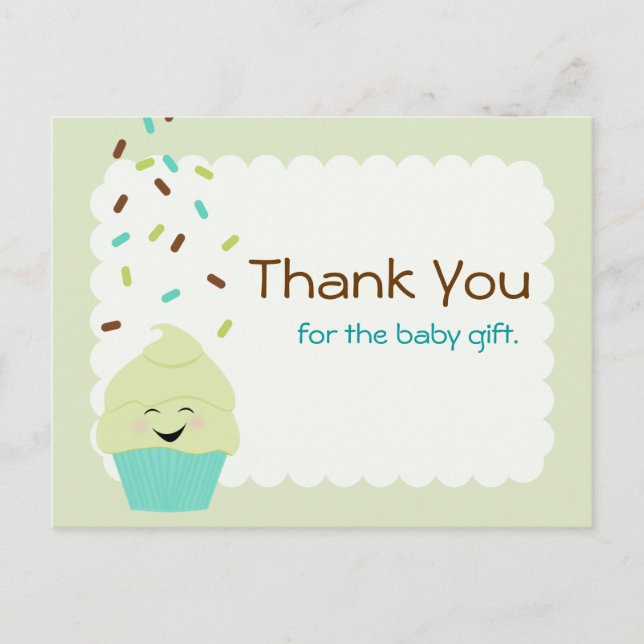 Baby Sprinkle Thank You Gender Neutral Postcard (Front)