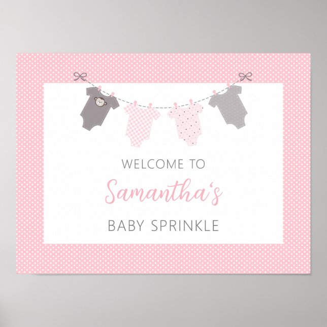 Baby Sprinkle Welcome sign - girl clothesline (Front)