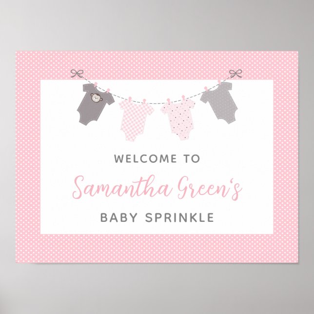 Baby Sprinkle Welcome sign - girl clothesline (Front)