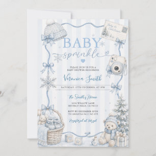 Baby Sprinkle Winter Bear Snowflakes Invitation
