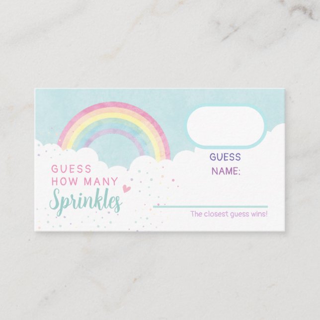 Baby Sprinkles Pastel Rainbow Activity Guess Card (Front)