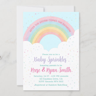 Baby Sprinkles Pastel Rainbow Baby Shower Invitation