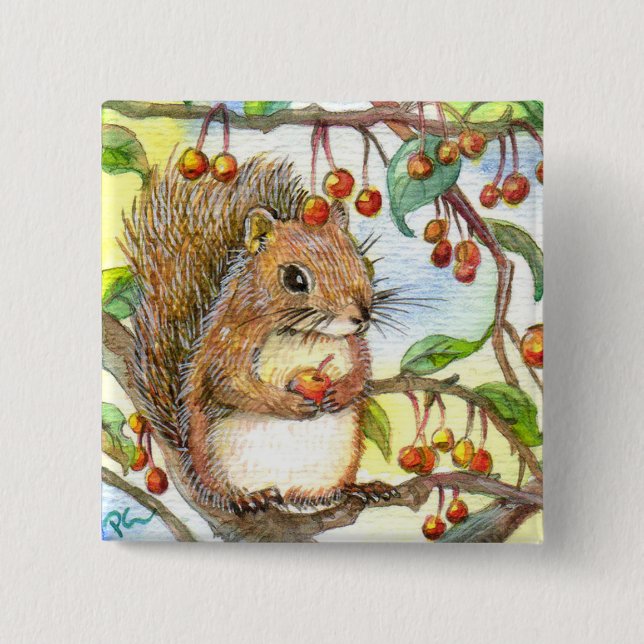 Baby Squirrel 15 Cm Square Badge (Front)