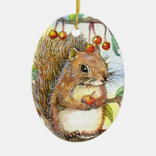 Baby Squirrel Ceramic Tree Decoration