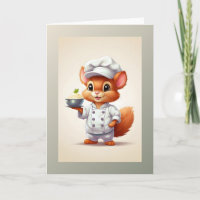 Baby Squirrel Chef Illustration Blank Greeting