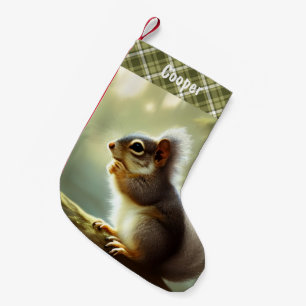 Baby Squirrel Wildlife Portrait Personalised Small Christmas Stocking