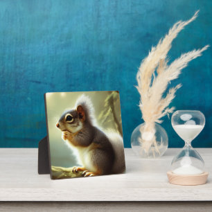 Baby Squirrel Wildlife Portrait Tabletop Plaque