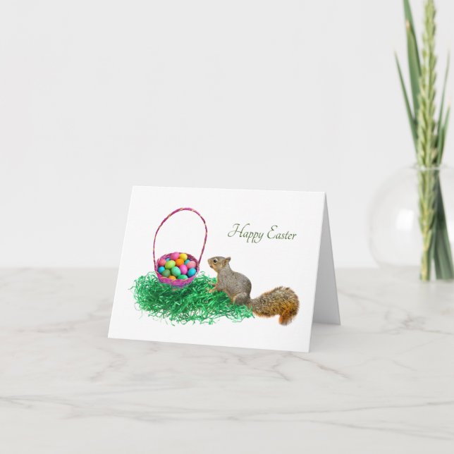 Baby Squirrel with Easter Basket Card (Front)