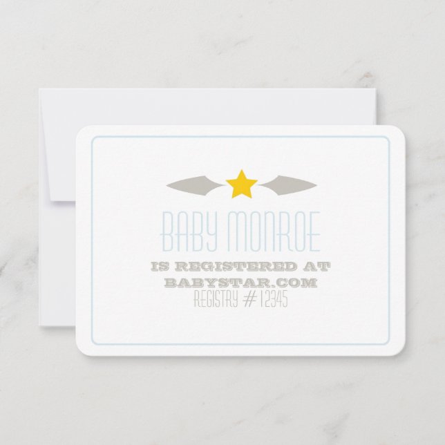 BABY STAR REGISTRY CARD-BABY SHOWER RSVP CARD (Front)