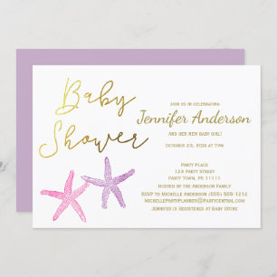 Baby Starfish Girl Baby Shower Invitation