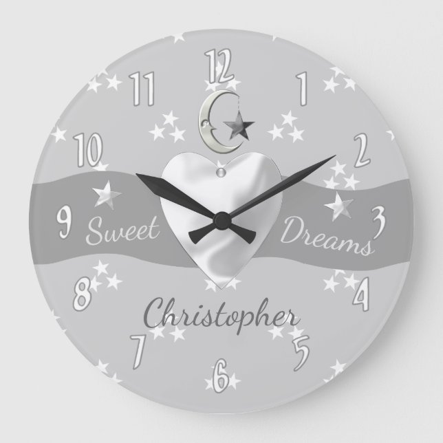 Baby stars and moon with a name large clock (Front)