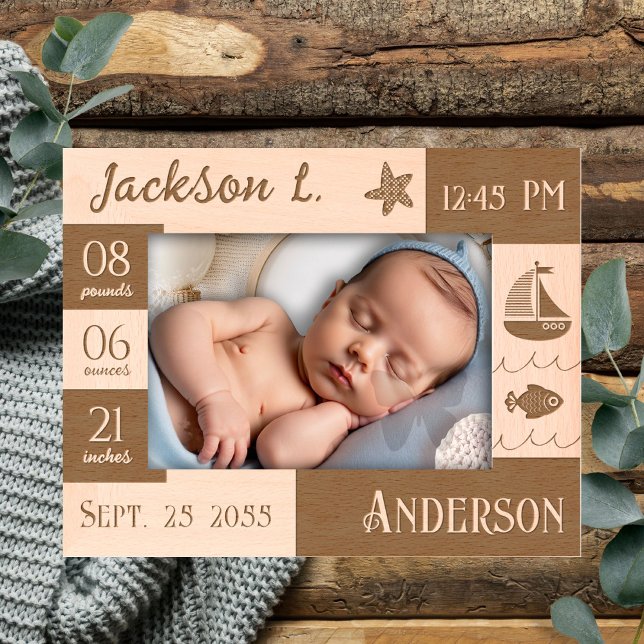 Baby Statistics Sea Sail Boat Etched Frames (Creator Uploaded)