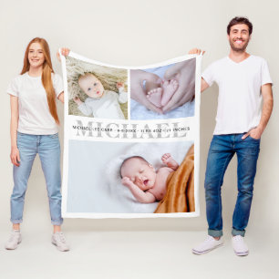 Baby Stats Custom Personalised Fleece Blanket