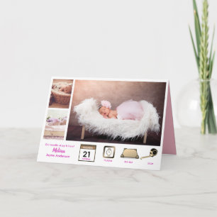 Baby STATS GIRLs BIRTH ANNOUNCEMENT PHOTO COLLAGE