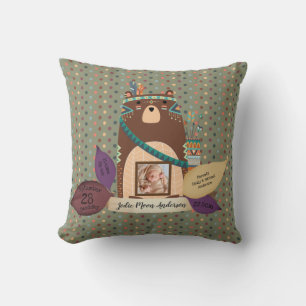 Baby Stats Milestones Pillow - Woodland Animals