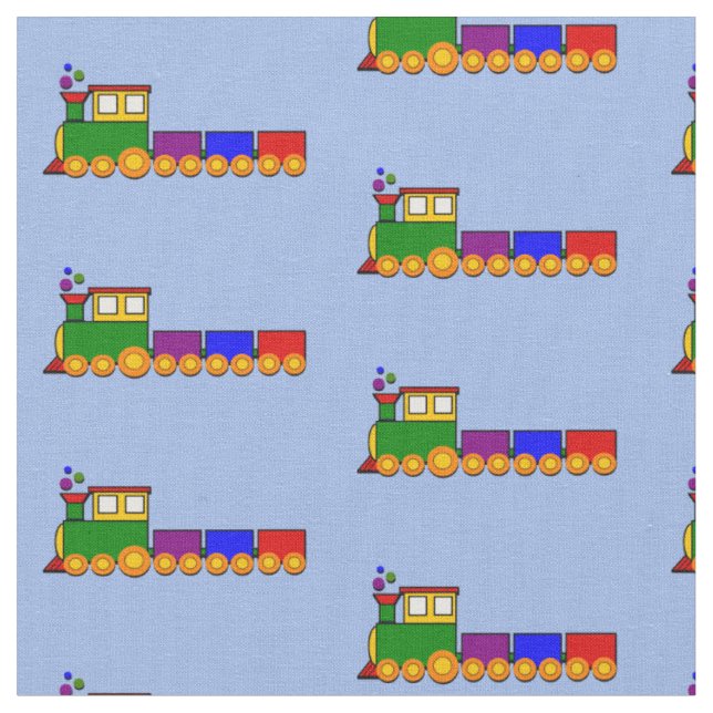 Baby Steam Engine Freight Train on Blue Fabric (Close Up)