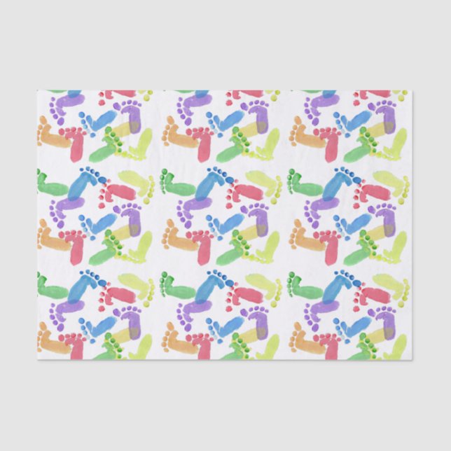 Baby Steps, Baby Feet, Baby Footprints in Colours  Tissue Paper (Front)