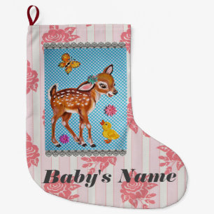 Baby Stocking Shabby Vintage Pink Fawn Personalize