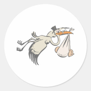 Baby Storch Klapperstorch stork Classic Round Sticker