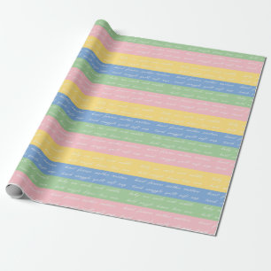 Baby Stripes Pastel Words  gift wrap