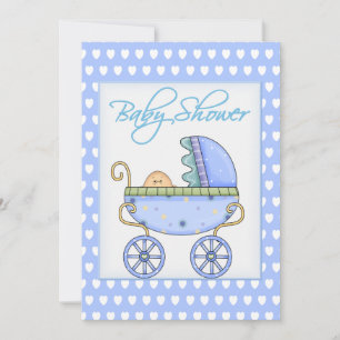 Baby Stroller Boy Shower Invitation