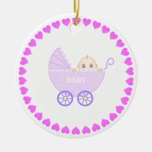 Baby Stroller Ceramic Ornament