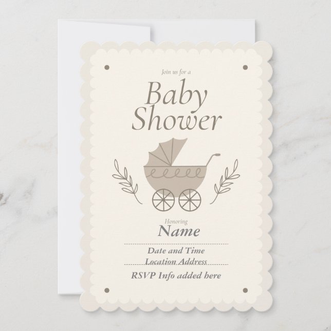 Baby Stroller Customisable Invitation (Front)