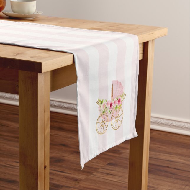 Baby stroller flowers accent medium table runner (In Situ)