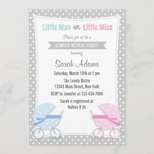 Baby Stroller Gender Reveal Party Invitation