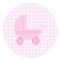 Baby Stroller. Light Pink on Pink Gingham.