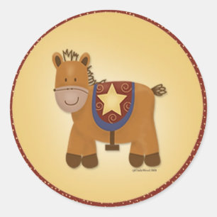 Baby Stuffed Animal Horse Classic Round Sticker