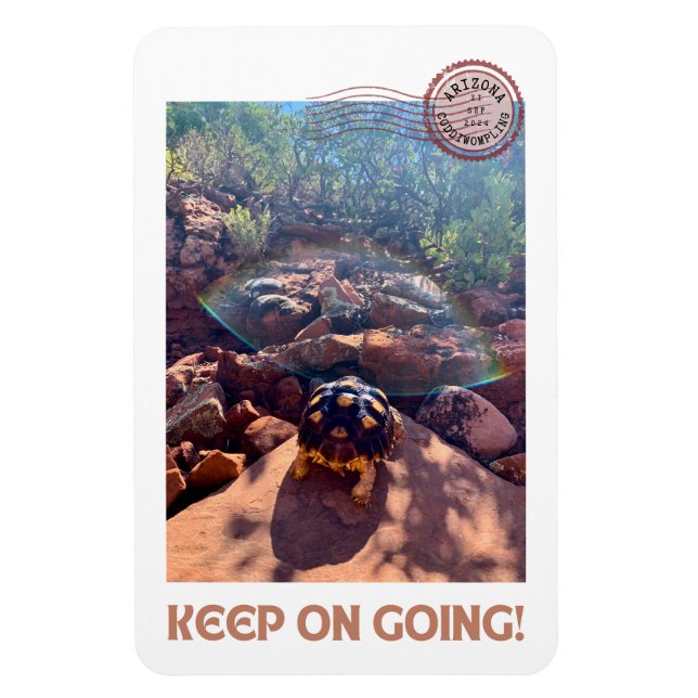 Baby Sulcata Tortoise Keep On Going Inspiration Magnet (Vertical)