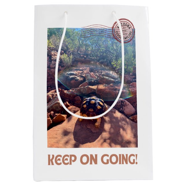 Baby Sulcata Tortoise Keep On Going Inspiration Medium Gift Bag (Front)