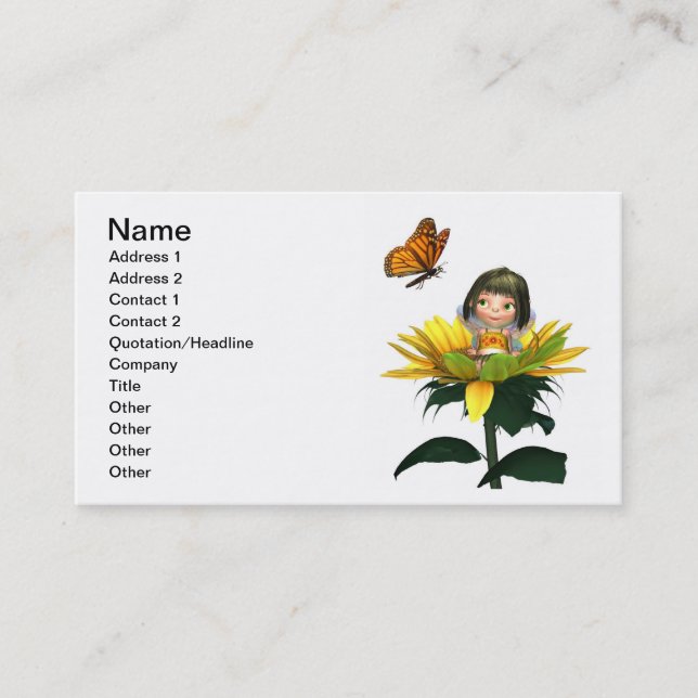 Baby Sunflower Fairy with Butterfly Business Card (Front)