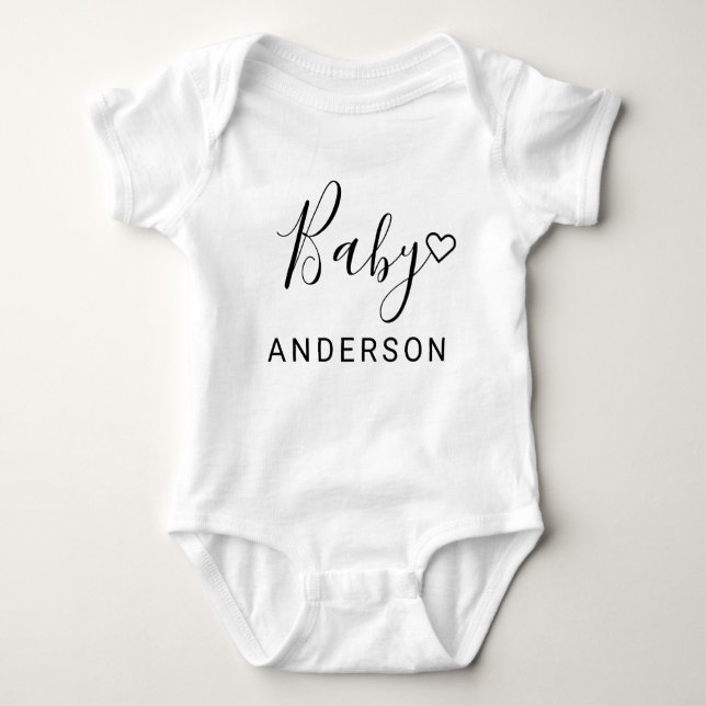 Baby Surname Baby Shower Newborn Arrival Gift Baby Bodysuit (Front)