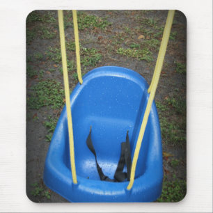 Baby swing on swingset, blue with yellow ropes mouse pad