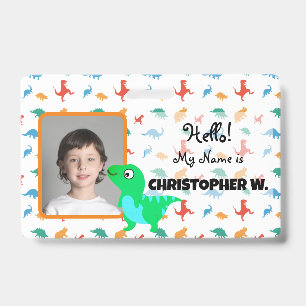 Baby T-Rex Dinosaur Pattern Kids Badges ID Badge