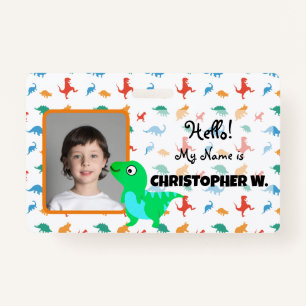 Baby T-Rex Dinosaur Pattern Kids Badges ID Badge
