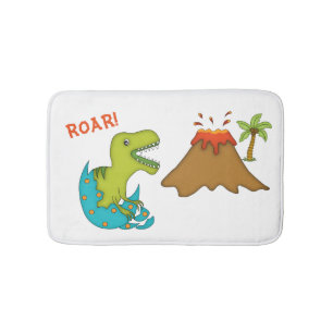 Baby T-Rex with Volcano-Kids Bath Mat