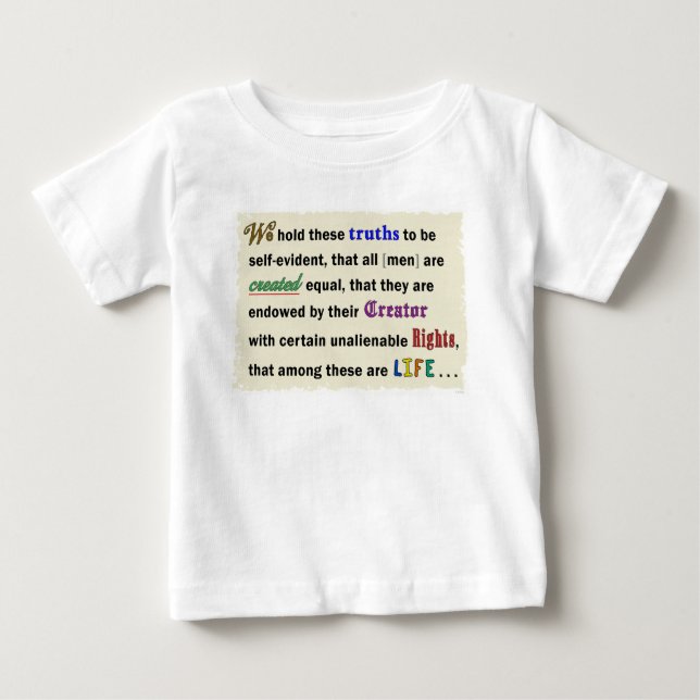 Baby t-shirt or one-piece. (Front)