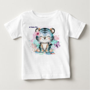 Baby T-Shirt with a Little Blue Tiger