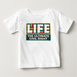 Baby t-shirt with a pro-life message.