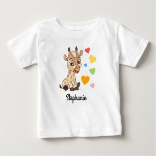 Baby T-shirt with custom name   Baby Giraffe