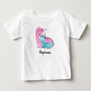 Baby T-shirt with custom name   dinosaurs