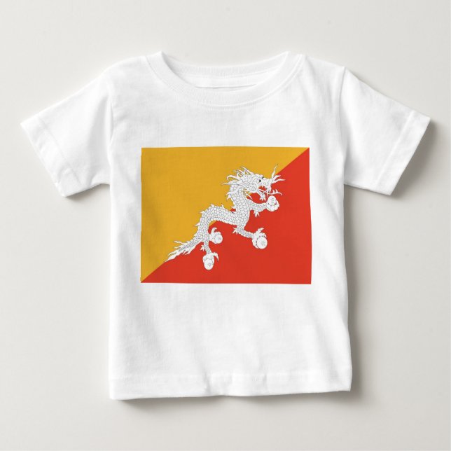 Baby T-Shirt with Flag of Bhutan (Front)