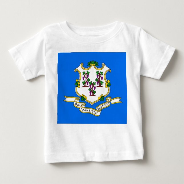 Baby T-Shirt with Flag of Connecticut (Front)