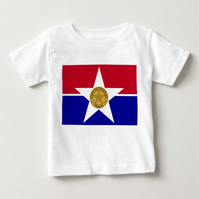 Baby T-Shirt with Flag of Dallas, U.S.A. (Front)