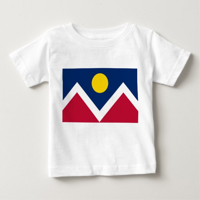 Baby T-Shirt with Flag of Denver City, Colorado (Front)