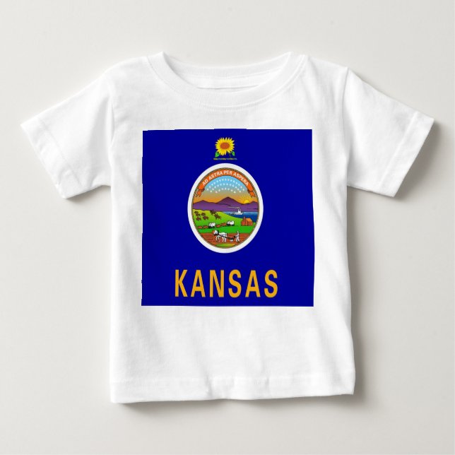 Baby T Shirt with Flag of Kansas (Front)