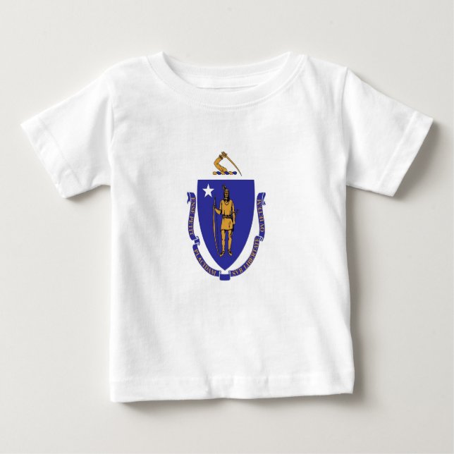 Baby T Shirt with Flag of Massachusetts (Front)
